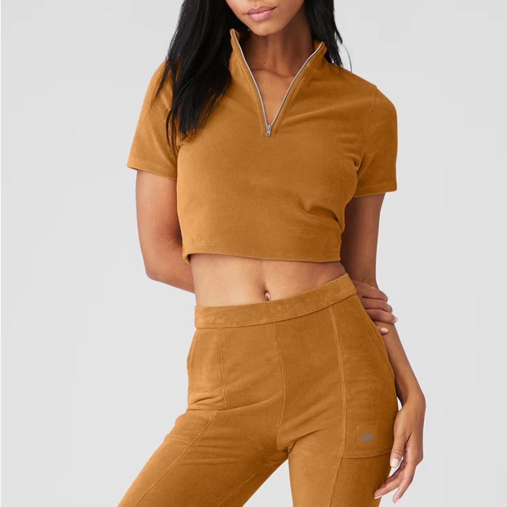 Alo yoga micro corduroy mock neck top - never worn